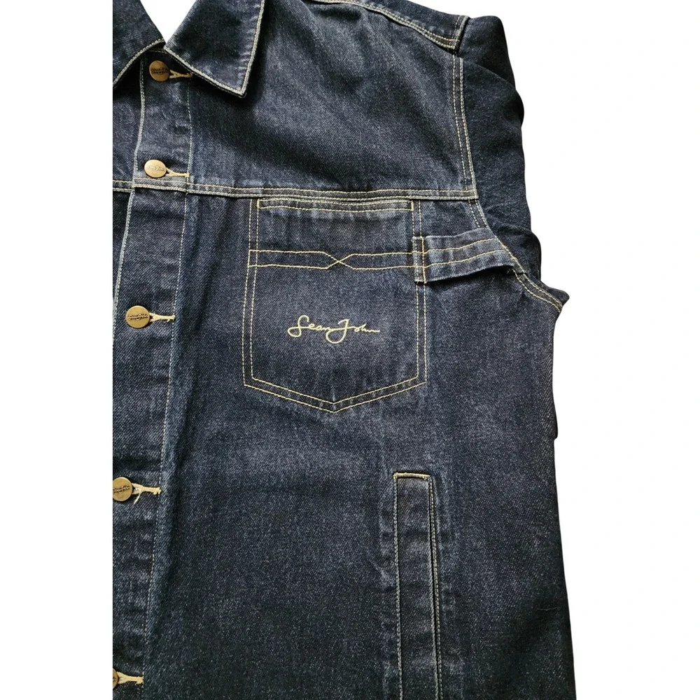 Sean John Y2K‎ Mens Denim Jacket Dark Blue Hip Hop Trucker XL